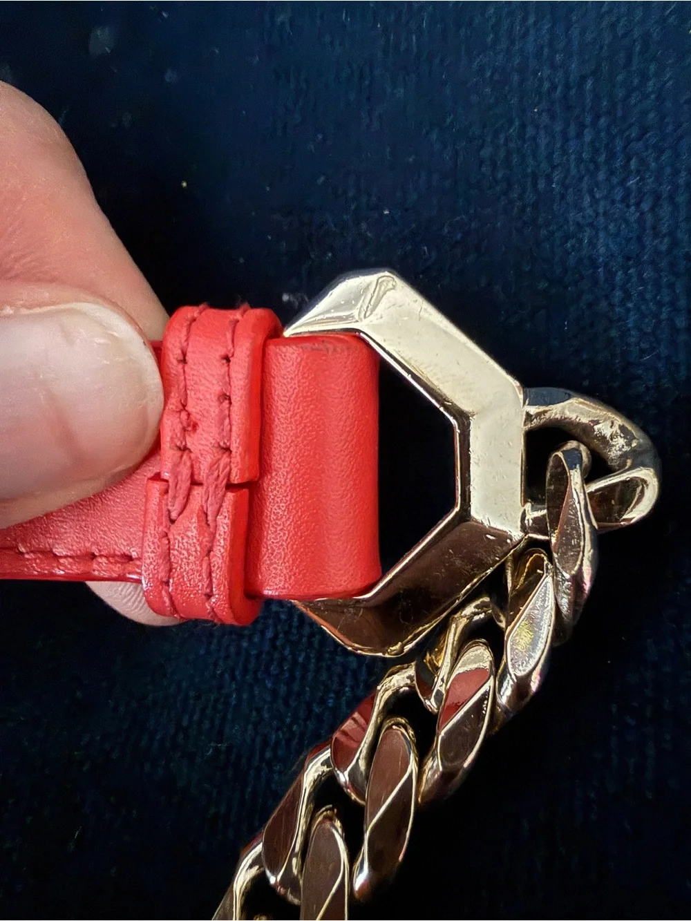 Elie Saab Coral Studded Crossbody Top-Handle Bag with Gold Chain